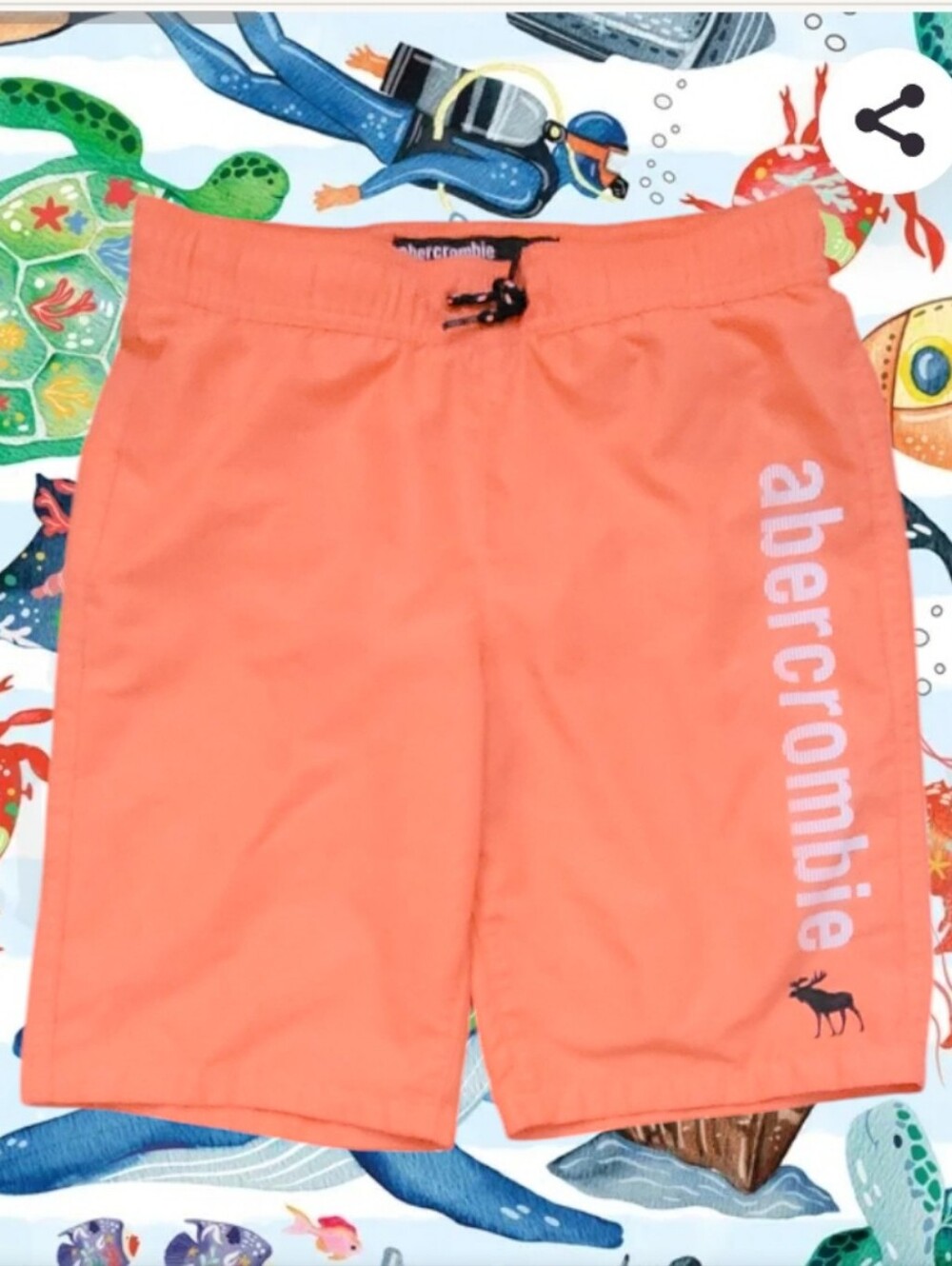 Abercrombie KIDS Vintage-style Boy's Orange Board Shorts with Large Logo